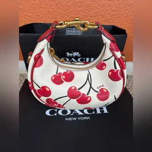 Coach Cherry Print Shoulder Bag in White and Red. #2 thumbnail 2