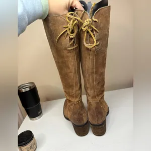 Born Women's Felicia Boot Size 7 M Tall Block Heel Brown Distressed Western Boho thumbnail 7