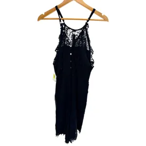 Free People Shes Got It Lace Mini Dress L Black Halter Button Back NWT OB518210 thumbnail 5