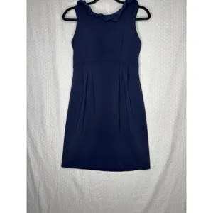 Camlyn Beth Navy Blue Sleeveless Ruffle Neck‎ Button Back The Go Go Dress Size 2 thumbnail 4