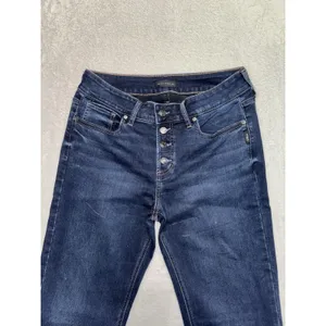 Silver Jeans Co Women's Suki Mid Rise Slim Boot Jeans Blue Dark Wash Size 31 thumbnail 2