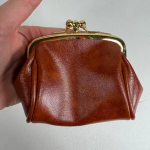 Vintage 70s Coin Purse Kiss Lock Coin Purse Pouch Striped Faux Leather Retro thumbnail 4