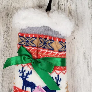 NWT Mari Clare Sherpa Lined Knit Winter Reindeer Design No-Slip Slipper Socks thumbnail 4