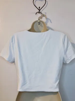 CRZ Yoga White Crop Short Sleeve Tee Workout Top Medium thumbnail 5