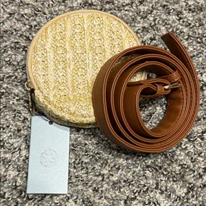 Woven Round Pouch and Brown Belt Fanny Pack thumbnail 1