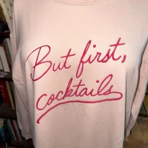 Wildfox But First Cocktails pink oversized cozy sweatshirt thumbnail 2