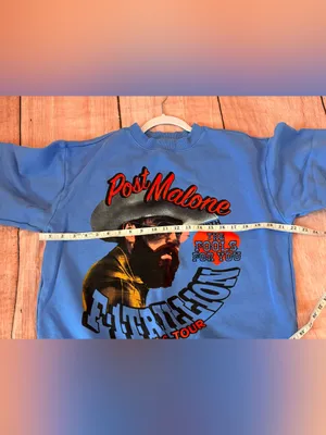 Post Malone Sweatshirt Medium Blue Unisex Crewneck F1Trillion U.S. Tour thumbnail 7
