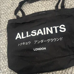 AllSaints London Black Canvas Tote Bag thumbnail 5