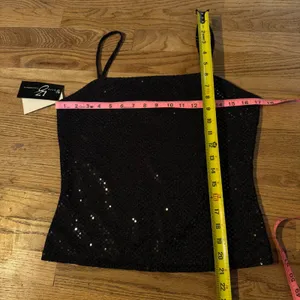Byer California Black Sequin Camisole Top Vintage Y2K Spaghetti Strap NWT‎ Large thumbnail 4