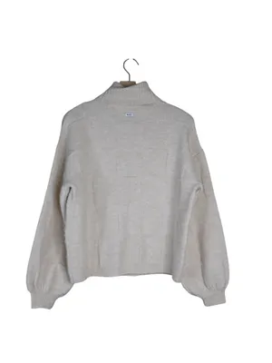 RVCA Women's M Cream Vineyard Turtleneck Boxy Knit Sweater in Oatmeal thumbnail 5
