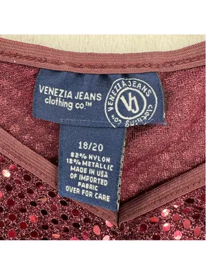 Vintage Y2K Cami Tank Top Burgundy Sparkle Made in the USA Size 18/20 XL 1X thumbnail 5