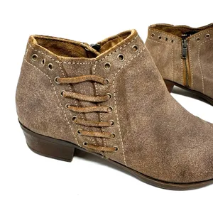Minnetonka Size 8.5 Boot Brown‎ Leather Bootie Side Zip Lace Accent Autumn Fall thumbnail 5