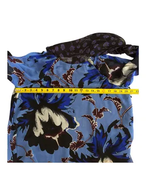 Diane von Furstenberg Designer 100% Silk Floral Blue Long Sleeve Blouse Size S thumbnail 15