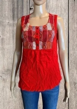 Embellished Sleeveless Top Red Size M thumbnail 1