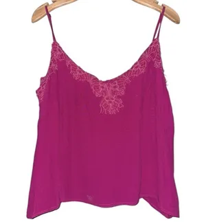 Cleobella Women’s Size M Fuchsia Pink Liliana Lace Trimmed Sleeveless Tank Top thumbnail 3