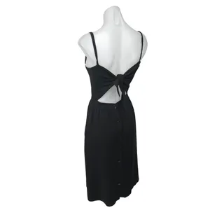 Aritzia Wilfred Women's Black Smocked Sleeveless Cami A Line Mini Dress Size S thumbnail 3