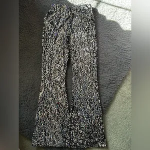 Black/silver sequin flare pants, size XS (0-2) thumbnail 3