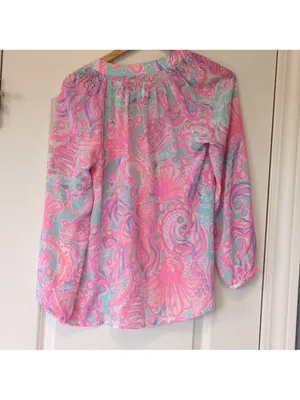 Lilly Pulitzer Elsa Too Much Bubbly 100% Silk Size Small thumbnail 16