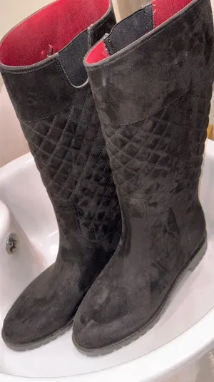 Tommy Hilfiger Babette Black Quilted Tall Knee-High Riding / Rain Boots – Size 8 thumbnail 1