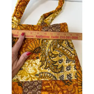 Daren's Bags Quilted Patchwork Tote Purse with Accessories Brown Yellow Orange‎ thumbnail 8