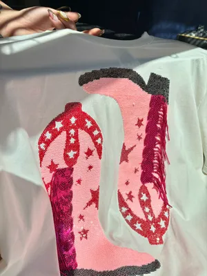 Queen of Sparkles Sequin cowboy boot tee thumbnail 2