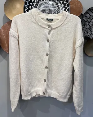 Wild Fable NWT Cream Button Front Cardigan Sweater Braided Shoulder Detail M thumbnail 1