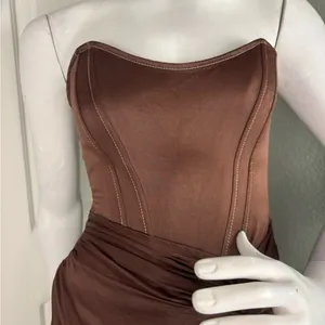 Zara Brown Satin Corset w/Mock Wrap Attached Skirt Sold Out Size Medium. H46 thumbnail 7