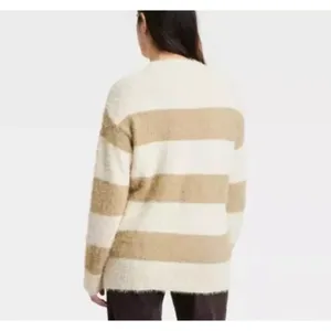 Universal Thread Womens Striped Sweater Tunic Oversized Beige & Cream Size XS thumbnail 2