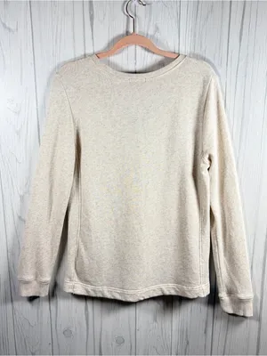 GAP Women’s Casual Boho Scoop Neck Shimmer Sweatshirt in Oatmeal, Large thumbnail 5