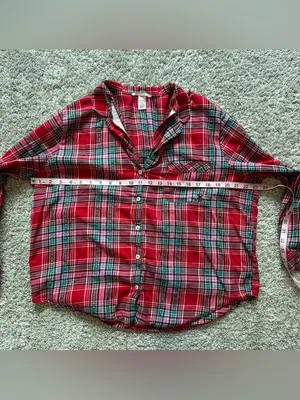 Victoria's Secret Red Pink Green Plaid Flannel Pajama Set Women’s Size Large thumbnail 9