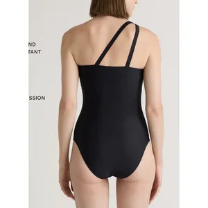 NWT Quince Black Italian One Shoulder One-Piece Swimsuit Size Medium thumbnail 3