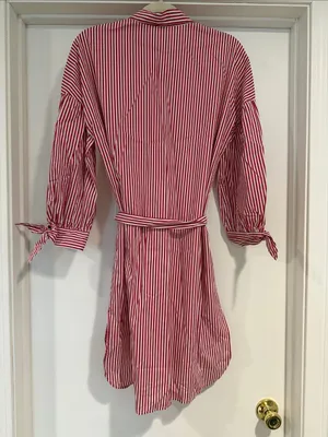 Ann Taylor Red and White Striped Button-Up Tunic thumbnail 7
