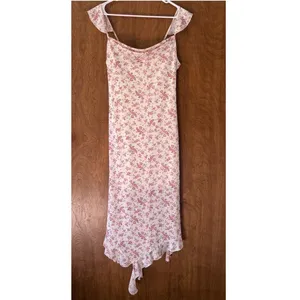 Kirious sz M Floral Sheer Flutter Handkerchief Maxi Dress Feminine Cottagecore thumbnail 2