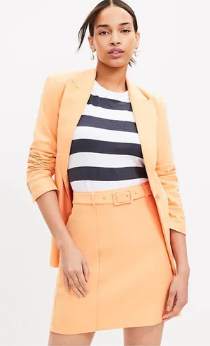 LOFT Peach Belted Mini Skirt thumbnail 1