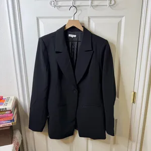 Good American Classic Sculpted Blazer Black Single Button Womens Size 4 / XL‎ thumbnail 4