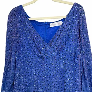 Mon Cheri Vintage Embellished Evening Gown Blue Size 12 Formal Dress‎ Wedding thumbnail 5