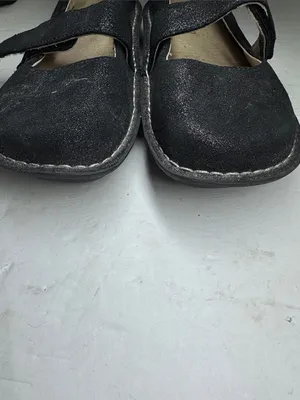 Alegria Feliz Black leather Mary Jane Flats adjustable Strap sparkle comfort 38 thumbnail 4