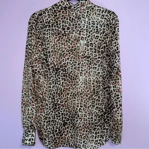 NEW Haute Hippie Tunic Top Sheer Leopard Print Chiffon Boho Modal Popover XS thumbnail 2