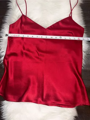Galvan London Red Satin Spaghetti Strap Cami Top Sz 8 thumbnail 2