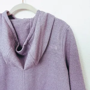 [The North Face] Purple Knit Stitch Fleece Hoodie Snap Button Mock Neck Sz Large thumbnail 4