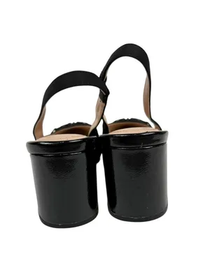 NYDJ Sanya Slingback Point‎ Toe Heels Blacklast Denim Black Buckle Size 9 thumbnail 5