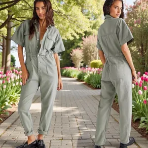 Free People Marci Coverall Jumpsuit in Washed Army Grunge Work Outdoors M‎ thumbnail 2