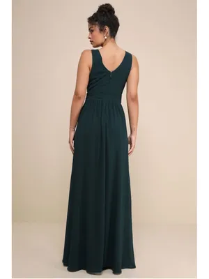 Lulu’s Thoughts of Hue Emerald Green Surplice Maxi Dress thumbnail 3