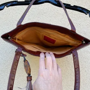 Hobo Intl Reddish Brown Leather Tote Bag Double Handle thumbnail 8