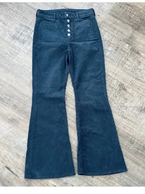 AE American Eagle Corduroy Super High-Waisted Flare Pant GREY size 6 (14" x 29") thumbnail 3