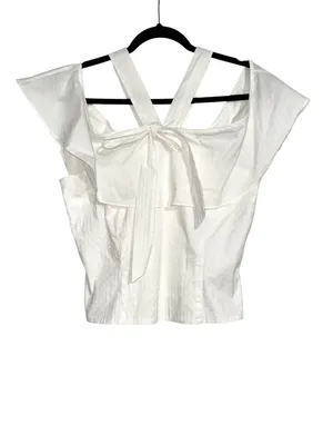 INTERMIX White Off The Shoulder Ruffle Halter Top LARGE thumbnail 2