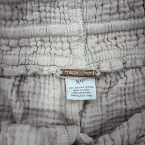 Magaschoni Organic Cotton Gauze Pants Womens S Beige Wide Leg Drawstring Coastal thumbnail 3