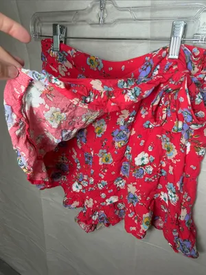 Free People Coral Floral Wrap Skort with Blue Accents thumbnail 3