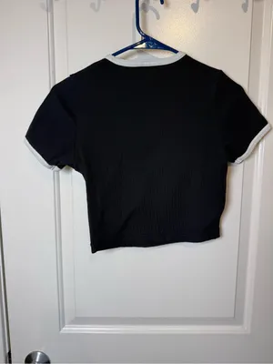 Zoozatz Purdue Black Crop Top with White Trim thumbnail 4