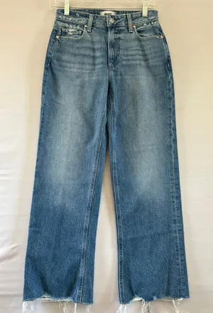 Paige Leenah Ankle Wide Leg Jeans Allegro Blue Distressed Raw Hem 25 NWOT thumbnail 1